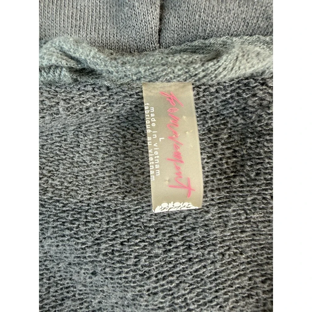 Free People FP Movement Hoodie Gray Large Oversized Mixed Media Smocked‎ Sleeves